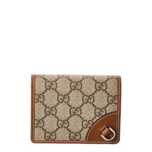 Gucci Gg Emblem Gg Supreme Canvas & Leather Wallet, Beige